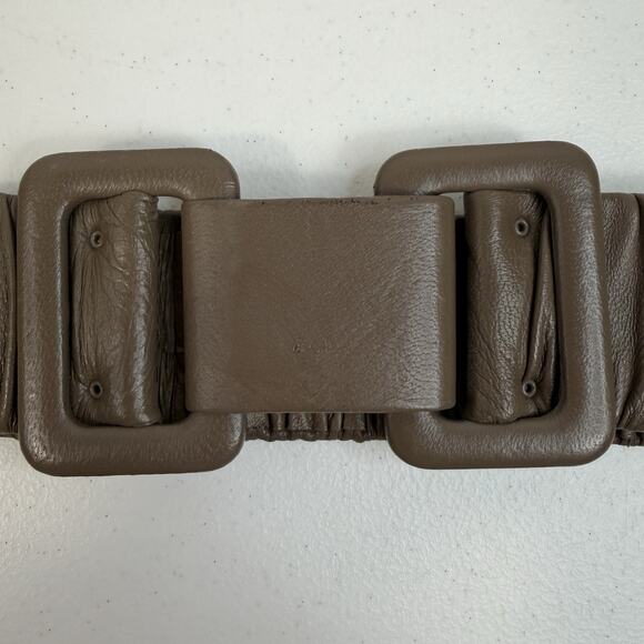 Vtg Astor Belt West Germany Taupe‎ Tan Leather Elastic Waist Belt Cinch Stretch main image 13